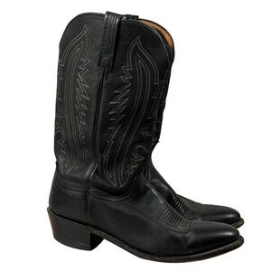 Lucchese 1883 Mens 10.5 D Black Pebbled Leather Western Cowboy Boots N1515R4